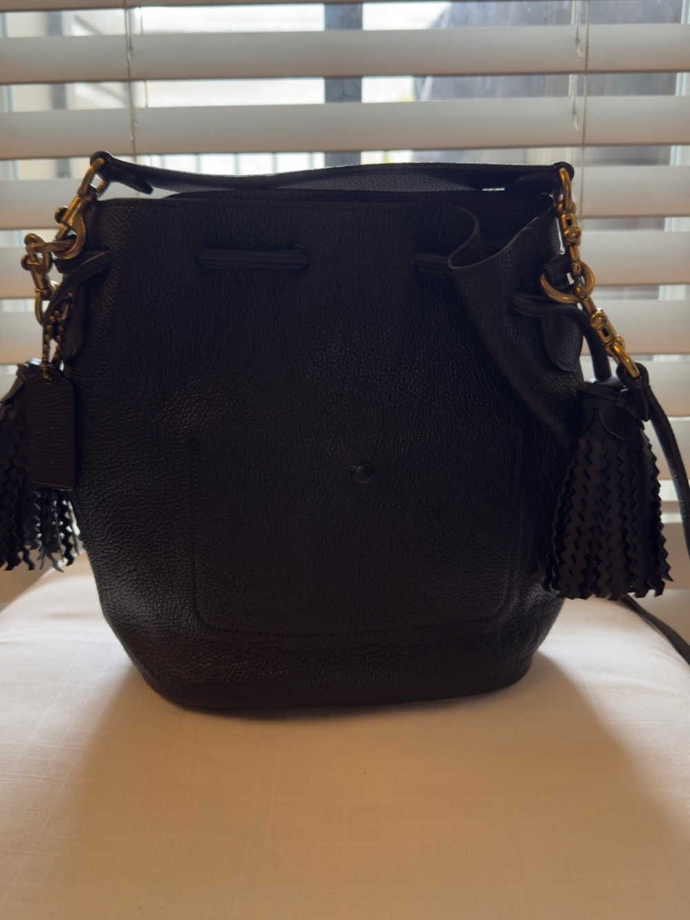 Coach Black/Brown Leather Turnlock Bucket Bag-Saddle Brown Interior- Style 91122 - Picture 3 of 15
